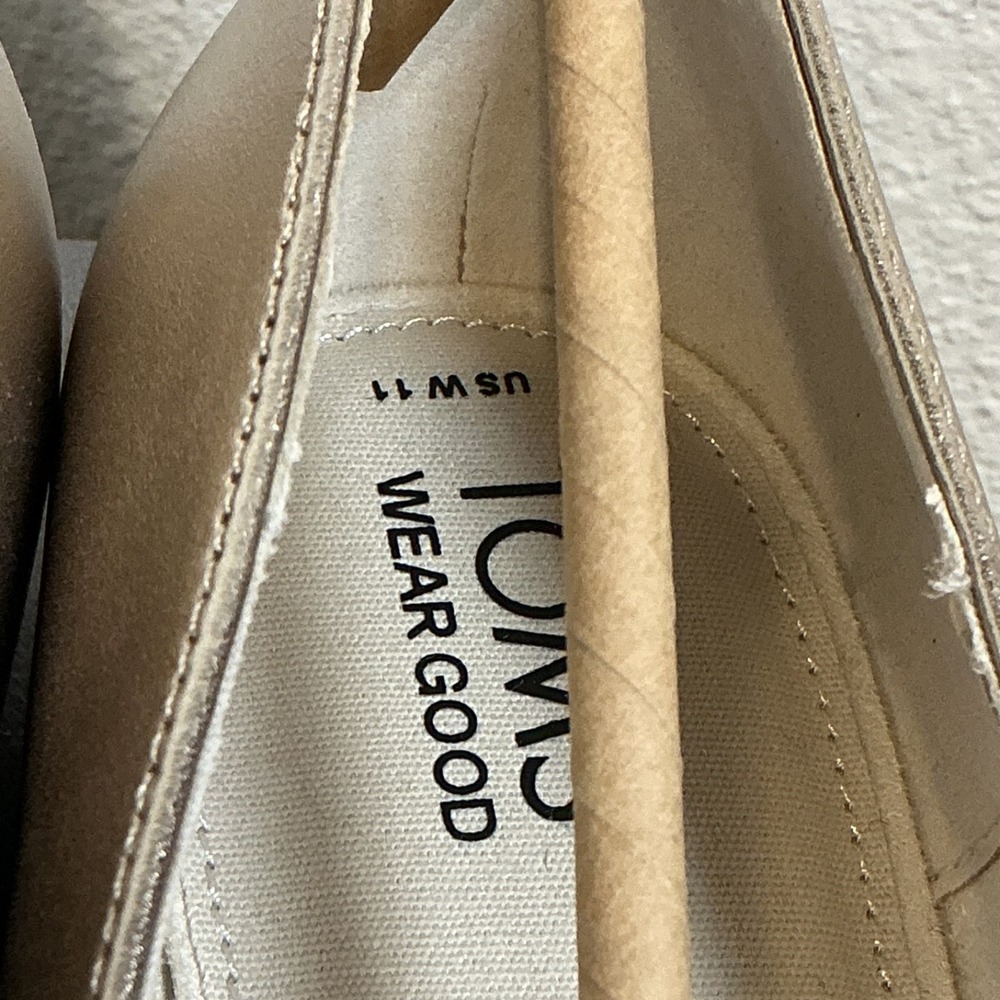 TOMS Bianca Mary Jane Ballet Flats Womens‎ Gold Casual Size 11 Leather Metallic - Picture 9 of 13